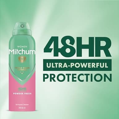 Mitchum Women Triple Odor Defense 48HR Protection Deodorant Spray & Antiperspirant (200ml), Powder Fresh, Pack of 6 view 2