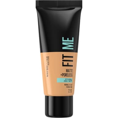 Maybelline Fit Me Foundation, Medium Coverage, Blendable With a Matte and Poreless Finish, For Normal to Oily Skin, Shade: 220 Natural Beige, 30ml view 1