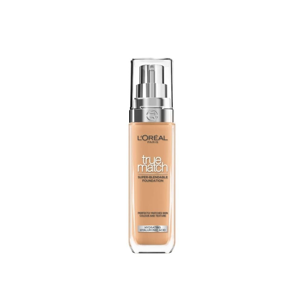 L'Oréal Paris Foundation for Face, Skincare Infused with Hyaluronic Acid, True Match Hydrating Liquid Foundation for All Skin Tones, SPF 16, 5W Golden Sand, 30 ml