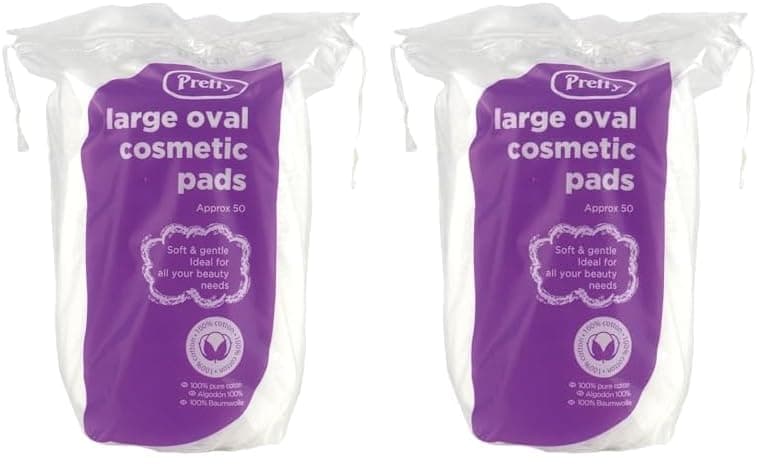 Pretty 50 Large Oval Cotton Cosmetic Pads/Discs - Lint Free, Non Fleecing (Pack of 2)
