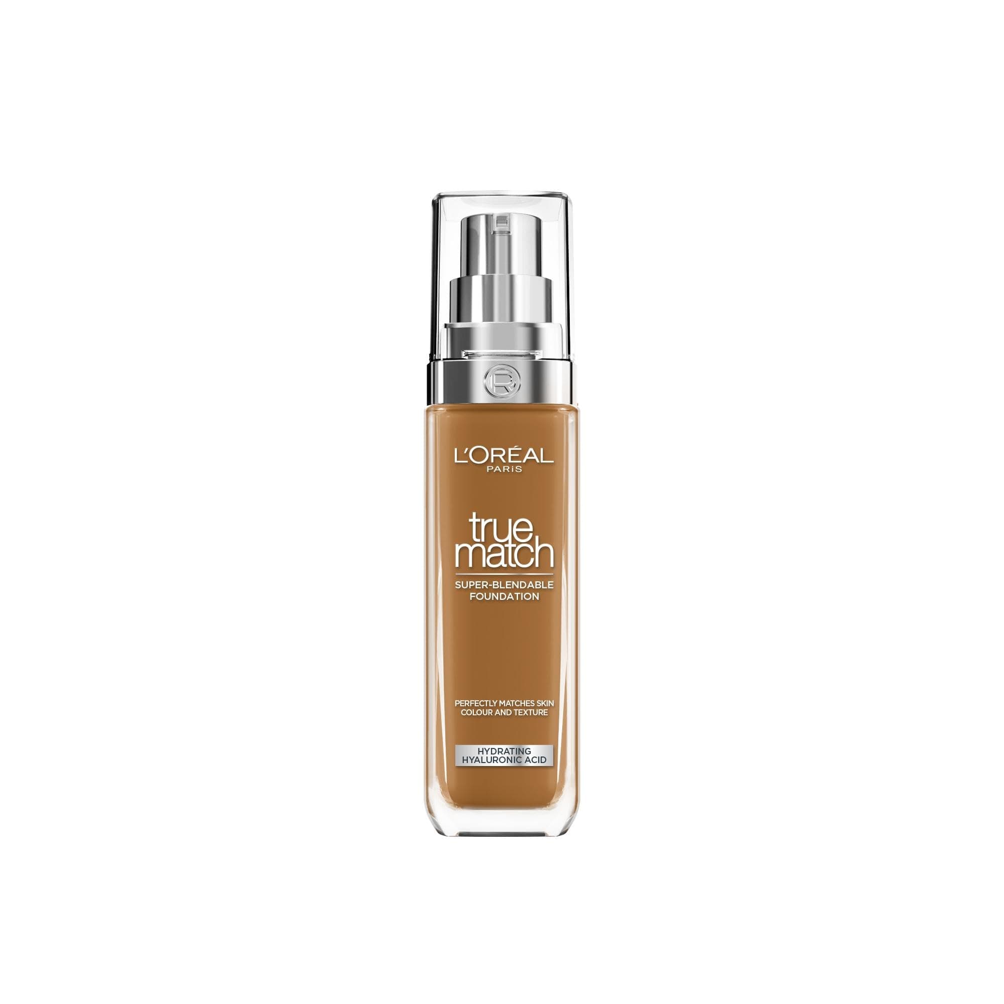 L'Oreal Paris True Match Liquid Foundation, Skincare Infused with Hyaluronic Acid, SPF 16, Available in 46 Shades, Suitable for All Skin Types, 8.5W Toffee, 30 ml