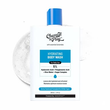 Chemist at Play Hydrating Body Wash | With 5% Hyaluronic Acid Bodywash for Intense Hydration | Reduces Flakes & Itchiness | For Dry Skin | Polyglutamic Acid & Hyaluronic Acid | For Women & Men | 236ml view 1