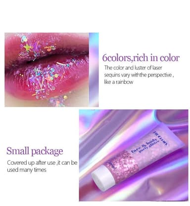 Beliky Girl Body Glitter Gel, 50ml Face Glitters Body Sequins Shimmer Liquid Eyeshadow, Mermaid Sequins Liquid Holographic Glitter Gel, Chunky Glitters for Eye Hair Nail DIY Art(Fuchsia) view 4