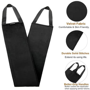 Yvoier Leakproof-lined Back Tanner Applicator, Reusable Double-Sided Self Tan Back Applicator, Streakless Lotion Applicator for Back Tanning Mitt, Ultra Soft Fake Tan Back Applicator for Cream, Lotion view 3