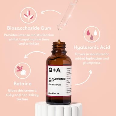 Q+A Hyaluronic Acid Facial Serum (30ml), Natural Hydrating Face Serum, for Plump Skin, Anti Ageing, Fragrance Free, Delivers Deep, Lasting Hydration, Rehydrates and Softens the Skin view 3