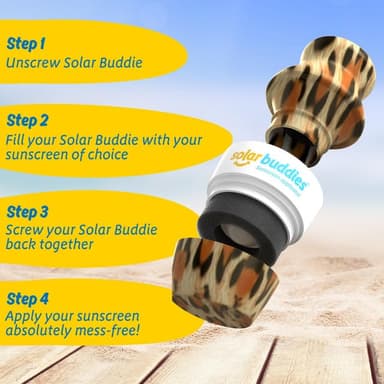Solar Buddies Sunscreen Applicator - Leopard Single - Refillable Roll on Sponge Sunscreen, Suncream & Lotion Applicator For Kids, Adults & Families - Holds 3.4fl oz, Perfect Size for Travel view 4