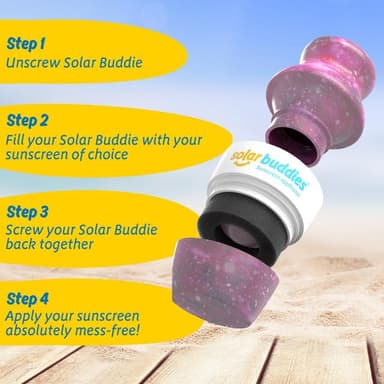 Solar Buddies Sunscreen Applicator - Galaxy Single - Refillable Roll on Sponge Sunscreen, Suncream & Lotion Applicator For Kids, Adults & Families - Holds 3.4fl oz, Perfect Size for Travel view 4