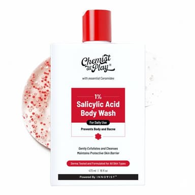 Chemist at Play 1% Salicylic Acid Body Wash 473ml | Paraben & SLS Free | Gentle Exfoliating Shower Gel | Prevents Body Acne, Bumpy Skin & Deep Cleanses Skin | For Men & Women view 1