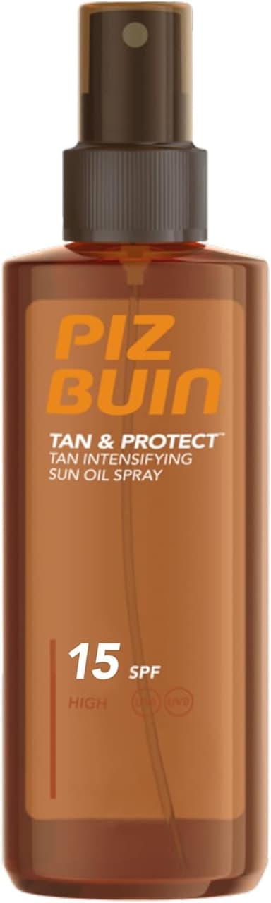 Piz Buin Tan & Protect, sunscreen oil spray with sun protection LSF 15, waterproof and quickly absorbed, 150 ml view 1