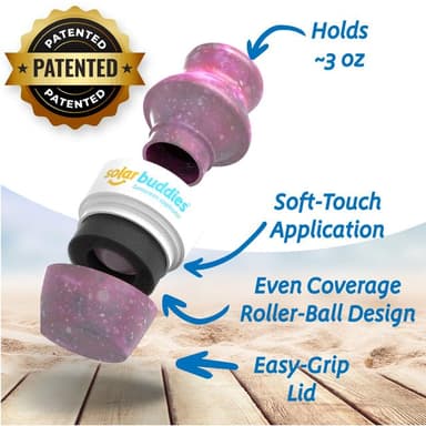 Solar Buddies Sunscreen Applicator - Galaxy Single - Refillable Roll on Sponge Sunscreen, Suncream & Lotion Applicator For Kids, Adults & Families - Holds 3.4fl oz, Perfect Size for Travel view 2