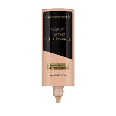 Max Factor Lasting Performance Liquid Foundation, 106 Natural Beige, Full Coverage, Flawless and Radiant Finish, Lightweight Formula, Smudge Resistant, Non Pore-Clogging, Fragrance Free, 35ml view 2