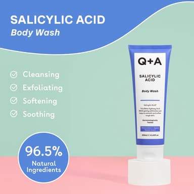 Q+A Salicylic Acid Body Wash (250ml), Sensitive Shower Gel, Body Care, Shower Gel with Green Tea Extract and BHA, Gently Exfoliates, Smoothes, and Softens the skin view 3