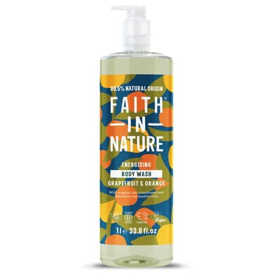 Faith In Nature 1L Natural Grapefruit & Orange Body Wash, Invigorating, Vegan and Cruelty Free, No SLS or Parabens view 1