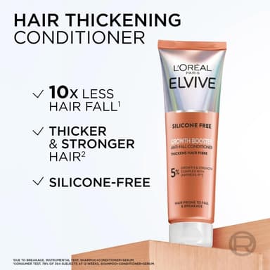 L'Oreal Paris Elvive Growth Booster Conditioner, Anti Hair Loss and Hair Thickening, with Aminexil, Nianimacide and Ginger Extract, Reduces Hair Loss, 150ml view 2