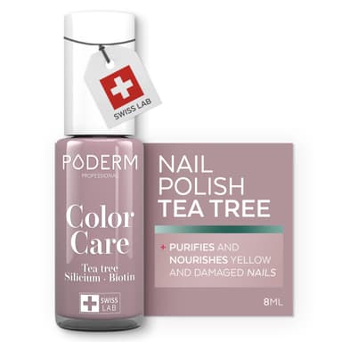 PODERM Nail Care Polish with Tea Tree - Parma | Swiss Lab - 8ML | Enriched with Tea Tree, Silicon & Biotin | Purifies, Clarifies & Nourishes Yellow Nails | Created by a Podiatrist view 1
