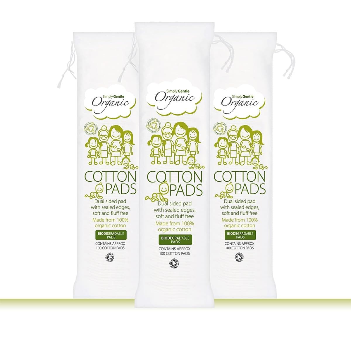 Simply Gentle Organic Cotton - Pack of 100 Pads (Pack of 3)