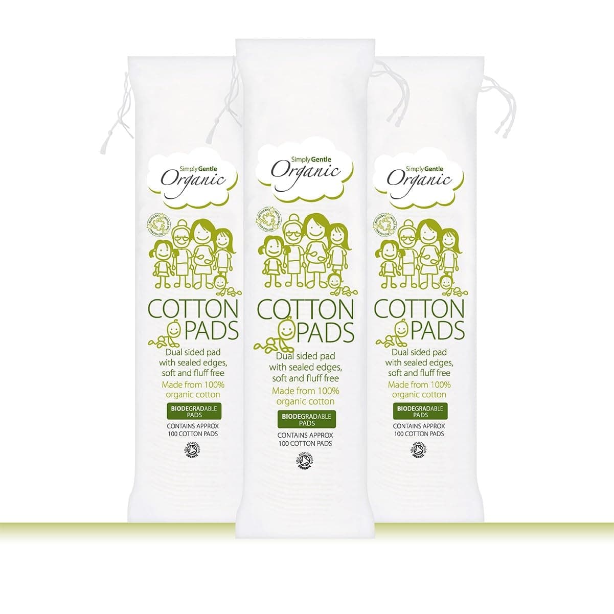 Simply Gentle Organic Cotton - Pack of 100 Pads (Pack of 3)