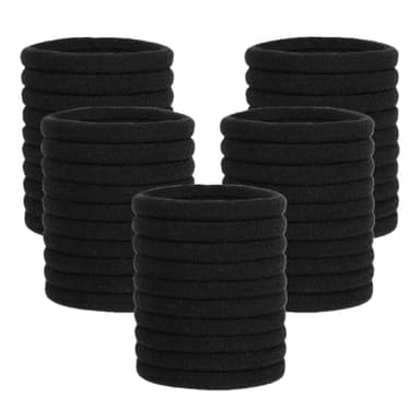 ZHIYE Elastic Hair Ties, 100 Pcs Thick Seamless Hair Bands No Damage Soft Ponytail Holders Hair Bobbles for Girls Women, Black view 1