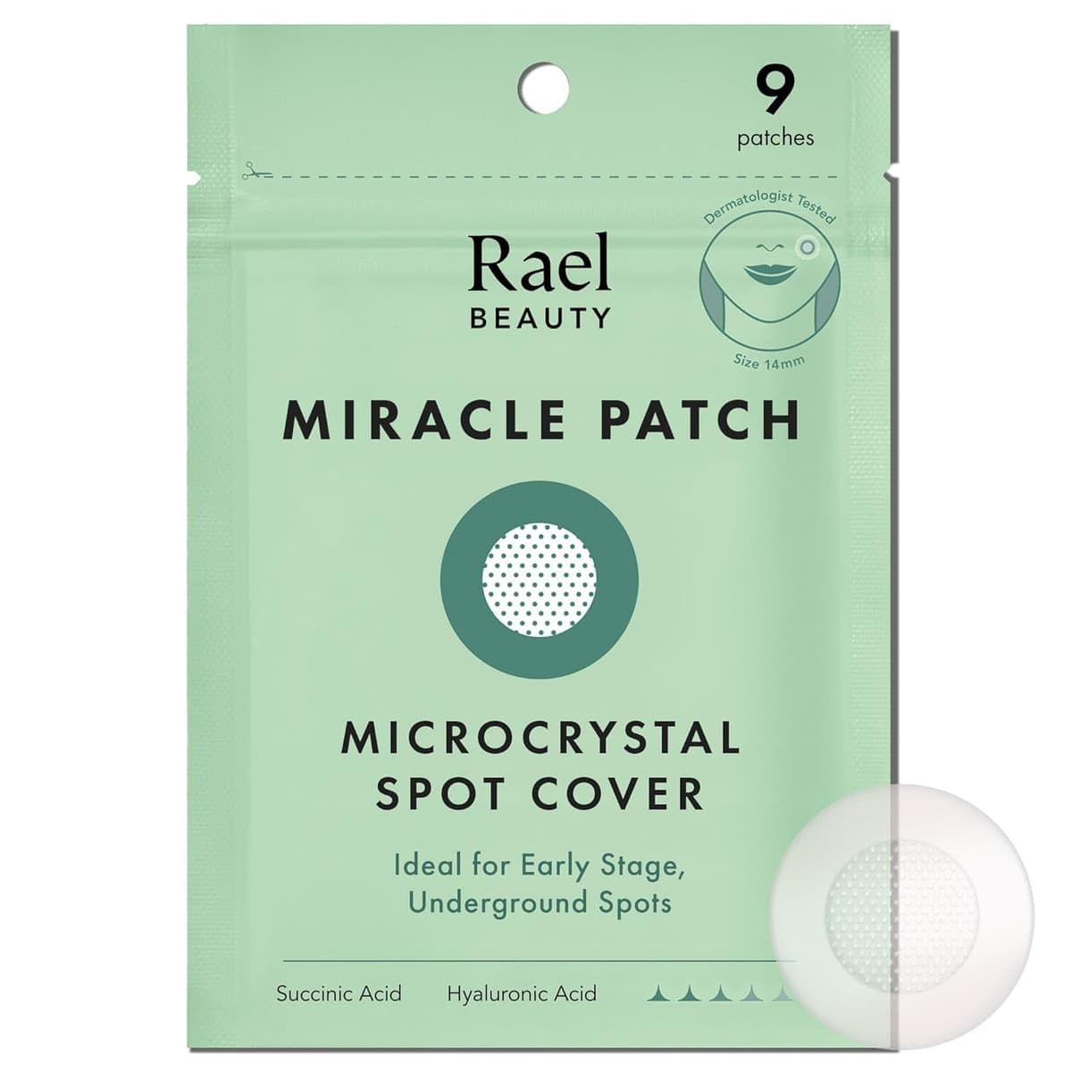 Rael Pimple Patches, Miracle Microcrystal Spot Cover - Korean Skincare, Acne Treatment Patch with Tea Tree Oil for Early Stage, Hydrocolloid, Vegan & Cruelty Free (9 Count)