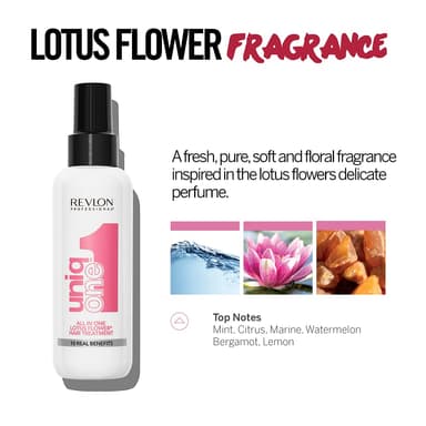 REVLON PROFESSIONAL Uniqone Lotus Hair Treatment, Leave-in Hair Treatment, Moisturizing Hair Treatment, Lotus Flower Fragrance – 150 ml view 4