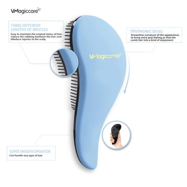 Detangling Brush - glide the Detangler Brush through Tangled hair - Best Comb for Women, Girls, Men & Boys - Use in Wet and Dry Hair (SkyBlue) view 3