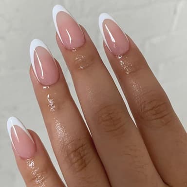 ZAHRVIA Almond French Press On Nails - 120Pcs French False Nails - Fake Nail White Tip False Nail Kit - Full Cover Stick on Nail Art Manicure Decorations view 4