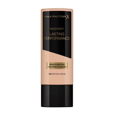 Max Factor Lasting Performance Liquid Foundation, 106 Natural Beige, Full Coverage, Flawless and Radiant Finish, Lightweight Formula, Smudge Resistant, Non Pore-Clogging, Fragrance Free, 35ml view 1