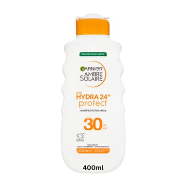 Garnier Ambre Solaire Hydra 24H Protect Lotion SPF30 400ml, Up To 24H Hydration With Vitamin E, Non Greasy Fast Absorption, Water Resistant, Cruelty-Free International Approved view 1
