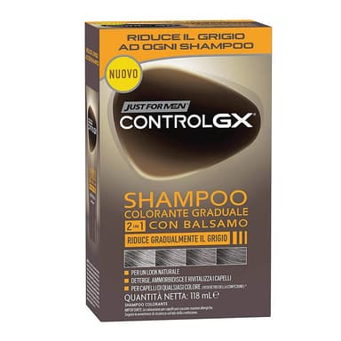 Just For Men Control GX 2-in-1 Shampoo and Conditioner, Gradually and Permanently Reduces Grey Hair with Each Wash, New Improved Formula - All Shades, 118 ml view 2