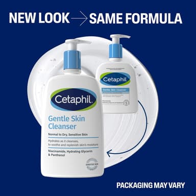 Cetaphil Gentle Skin Cleanser, 1L, Face & Body Wash, For Normal To Dry Sensitive Skin, With Niacinamide & Glycerin, Soap Free, 1 unit, Packaging May Vary view 2