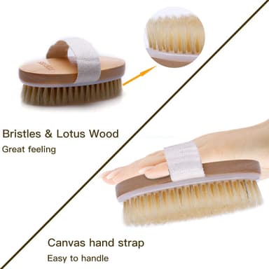 Ithyes Dry Brushing Body Brush Exfoliating Brush Natural Bristle Bath Brush for Remove Dead Skin Toxins Cellulite,Treatment,Improves Lymphatic Functions,Exfoliates,Stimulates Blood Circulation view 4