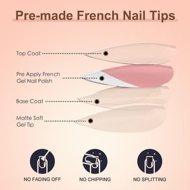 ZAHRVIA French False Nails -Press On Nails Short Round - Fake Nails Tip French False Nail Kit - Full Cover Stick on Nail Art Manicure Decorations (Short Ellipses-Dark Nude) view 3