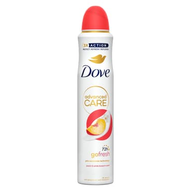 Dove Advanced Care Go Fresh Peach & White Blossom Scent Anti-Perspirant Aerosol Women's Deodorant Spray with Pro-Ceramide technology for 72 hour protection against sweat and odour 6x 200 ml view 1