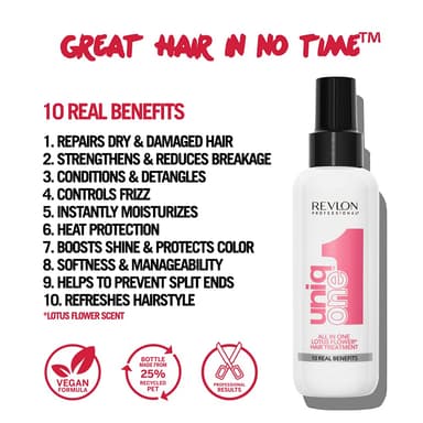 REVLON PROFESSIONAL Uniqone Lotus Hair Treatment, Leave-in Hair Treatment, Moisturizing Hair Treatment, Lotus Flower Fragrance – 150 ml view 2