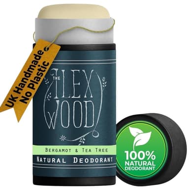 The Ilex Wood Natural Deodorant Stick 70ml – Handmade in UK, Aluminium Salts Free, Plastic Free, Alcohol Free, Vegan, Eco Friendly Cardboard Tube – Bergamot and Tea Tree (Citrus) view 1