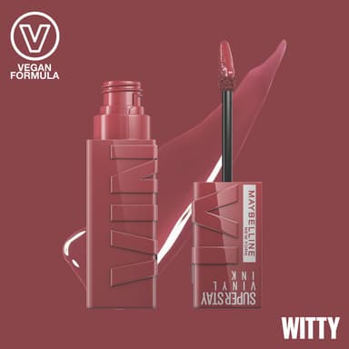 Maybelline New York Super Stay Vinyl Ink Liquid Lip Colour, 16HR Long-Lasting, Ultra-Pigmented, Smudge & Transfer-Proof, High Shine Finish, Vegan Formula for Comfortable Wear, Shade: 40 Witty view 2