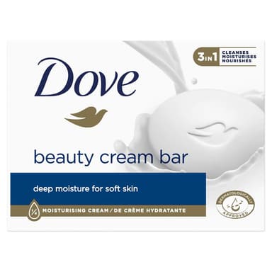 Dove Orginal Beauty Cream Bar 3 in 1 Cleanses, Moisturises and Nourishes Sulphate-Free Bath Soap for Soft and Smooth Skin, Suitable for Daily Use, 8x90g view 2