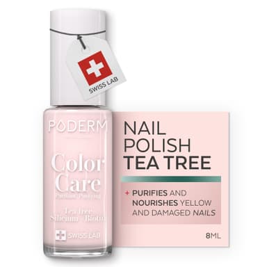 PODERM Nail Care Polish with Tea Tree - Nude Blush | Swiss Lab - 8ML | Enriched with Tea Tree, Silicon & Biotin | Purifies, Clarifies & Nourishes Yellow Nails | Created by a Podiatrist view 1