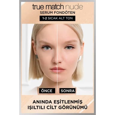 L'Oréal Paris True Match Tinted Serum Foundation, 1% Hyaluronic Acid, Hydrating Formula, Replumps Skin in 1 Hour for a Natural Glowing Finish, 30 ml, Shade 1-2 Rosy Light view 3