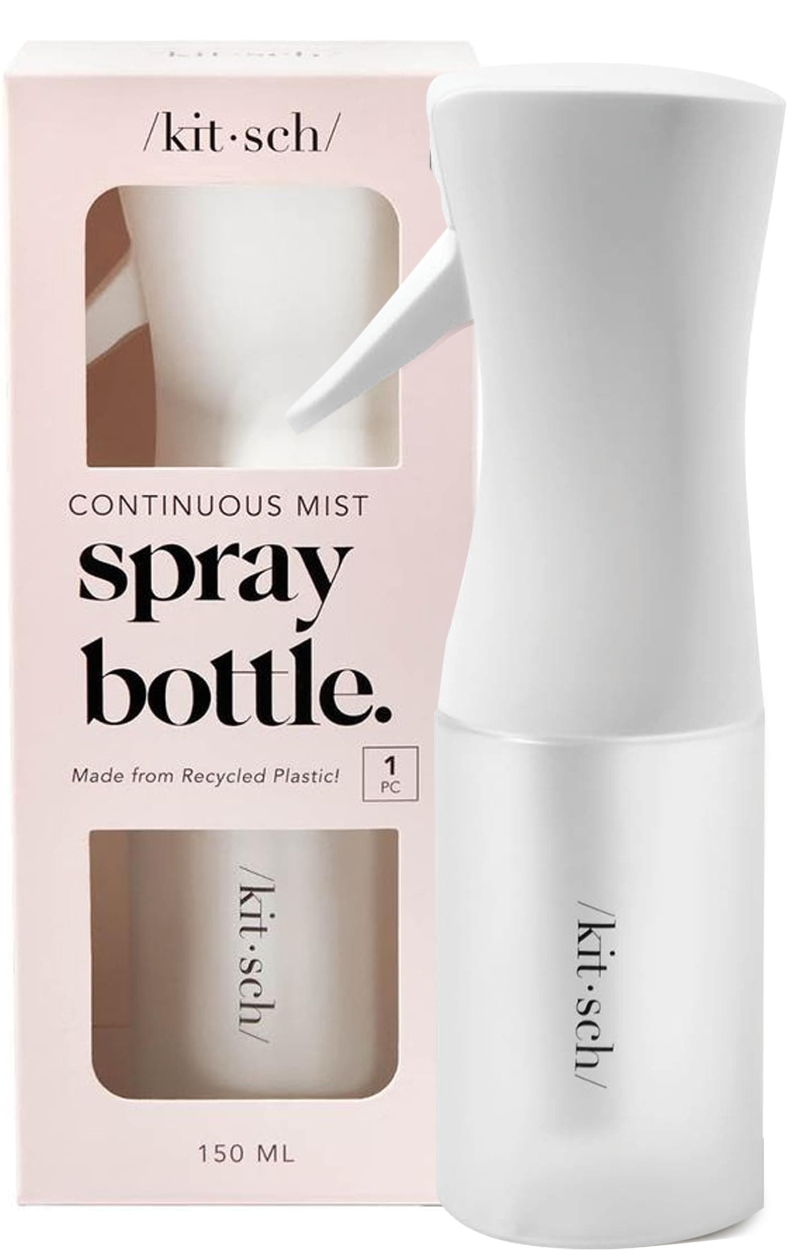 Kitsch Spray Bottle for Hair 150ml - Continuous Water Spray bottle for Hair, Cleaning, Gardening, Versatile Spray Bottles - With Ultra Fine Mist - Made from Recycled Plastic - White