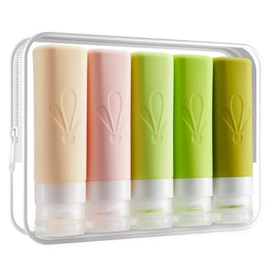 INSFIT Travel Bottles for Toiletries, CAA Approved 90ml Travel Size Toiletries, BPA Free Leak Proof Silicone Containers, Holiday Essentials for Women Travel Essentials for Shampoo with Toiletry Bag view 1