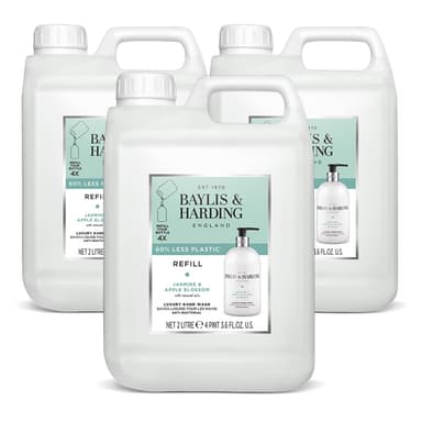 Baylis & Harding Jasmine & Apple Blossom Anti-Bacterial Hand Wash 2 litre Refill (Pack of 3 - Total 6 litres) - Vegan Friendly view 1