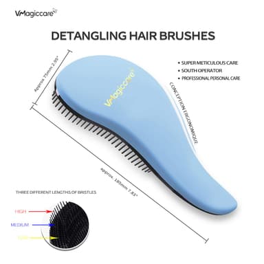 Detangling Brush - glide the Detangler Brush through Tangled hair - Best Comb for Women, Girls, Men & Boys - Use in Wet and Dry Hair (SkyBlue) view 2