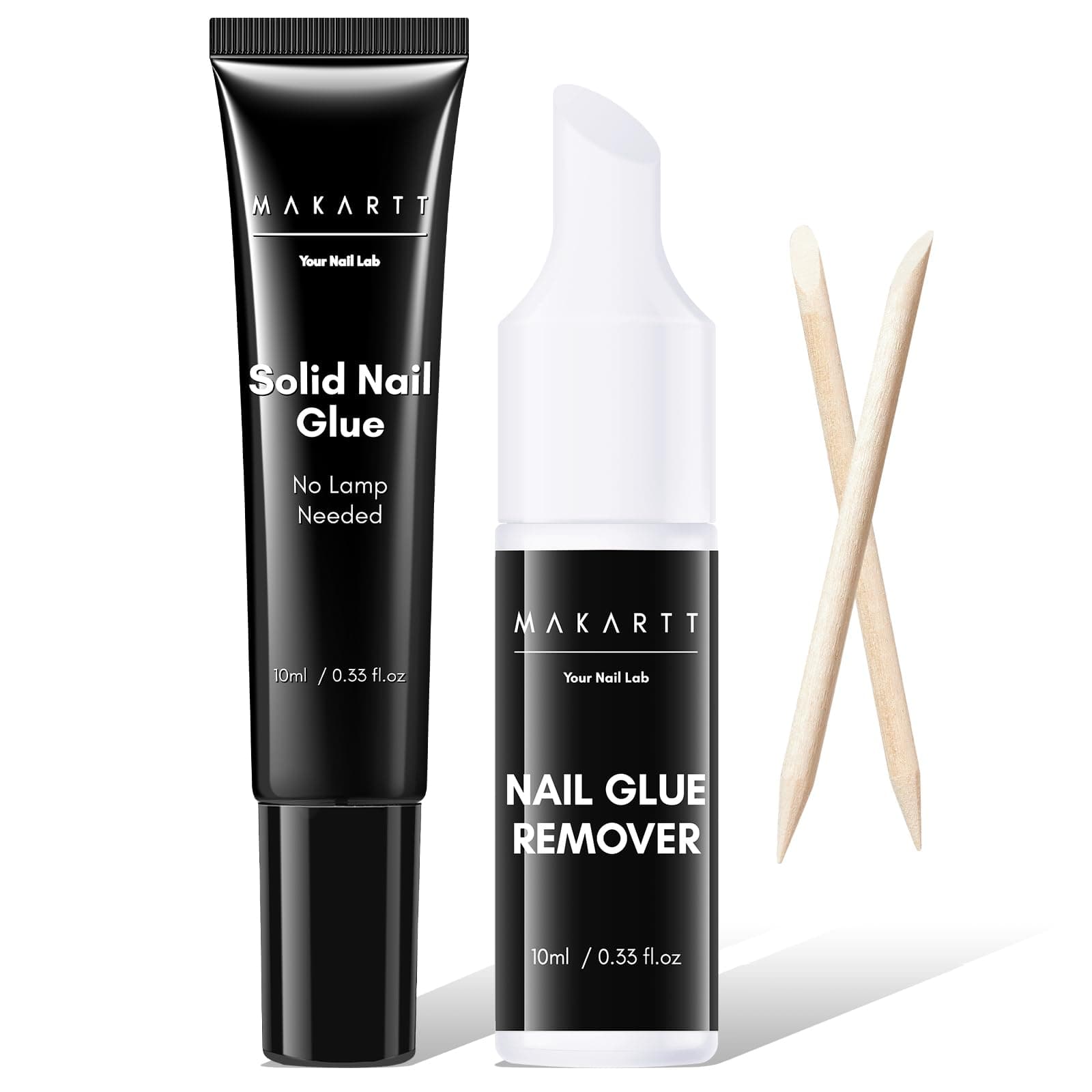 Makartt No Curing Nail Glue Gel with Remover, New Super Strong Semi Solid Glue, Long Lasting Upgraded Hema-Free Nail Glue for Press On Nails, Quick Drying 20s, Fast Nail Remover for False Nails Art