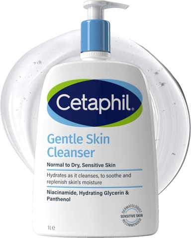 Cetaphil Gentle Skin Cleanser, 1L, Face & Body Wash, For Normal To Dry Sensitive Skin, With Niacinamide & Glycerin, Soap Free, 1 unit, Packaging May Vary view 1