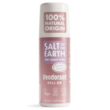 Salt of the Earth - Natural Deodorant Roll On - Lavender & Vanilla - Vegan Formula with Effective Long-Lasting Protection, Made in the UK - Suitable for Women, Men & Kids - 75ml view 1
