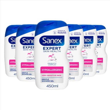 Sanex Body Wash - Expert Skin Health - Hypoallergenic Shower Gel - Dermatologist Tested Gentle For Very Sensitive Skin - Multipack - 6 Pack - 450ml Bottles view 1