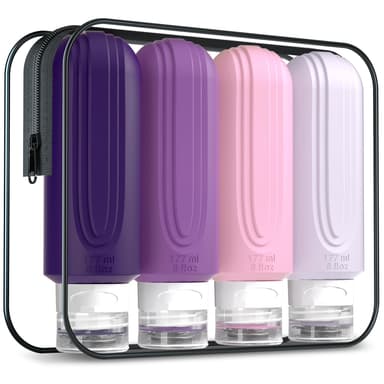Mrsdry Travel Bottle for Toiletries, Large 177ml Silicone Travel Size Bottles, Leak Proof Refillable Containers for Liquid Shampoo, BPA Free Travel Accessories with Clear Bag (4 Pack) view 1