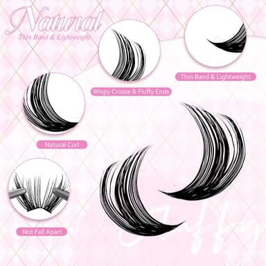 FADLASH 60D 0.07mm D Curl 12-18mm with Bond and Seal and Tweezers Natural Cluster Lashes DIY Eyelash Extensions view 3