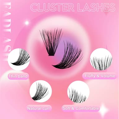 Fadlash Lash Clusters 240pcs 3D Effect 0.07 D Curl 12-18MM 40D DIY Individual Eyelash Extenisons Fluffy Cluster Eyelashes False Lashes DIY at Home view 3